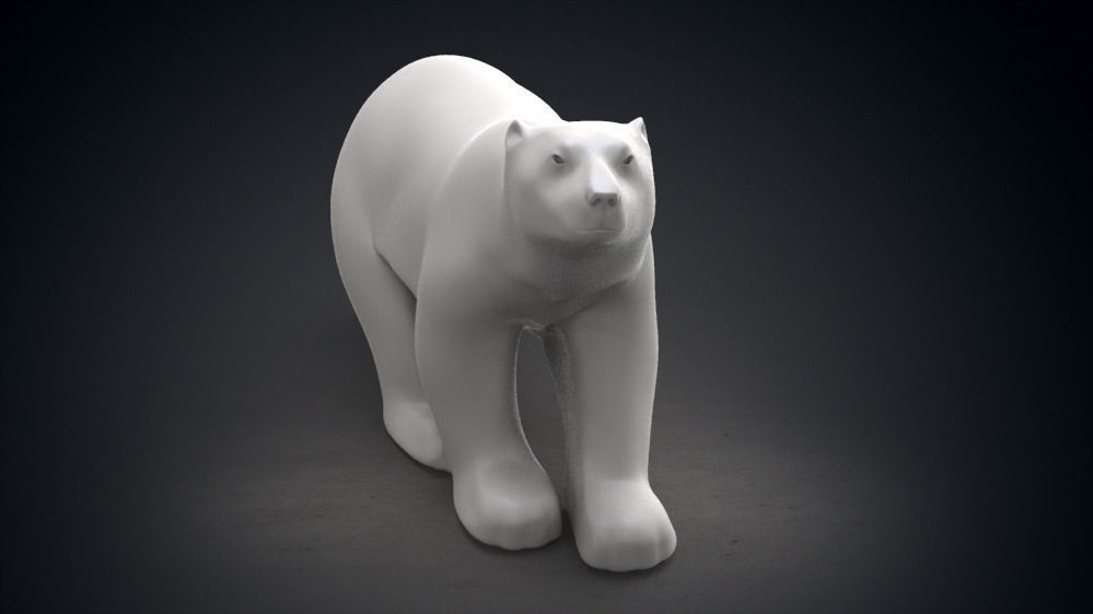 Polar Bear Modern Marble Sculpture Low-poly 3D model_7