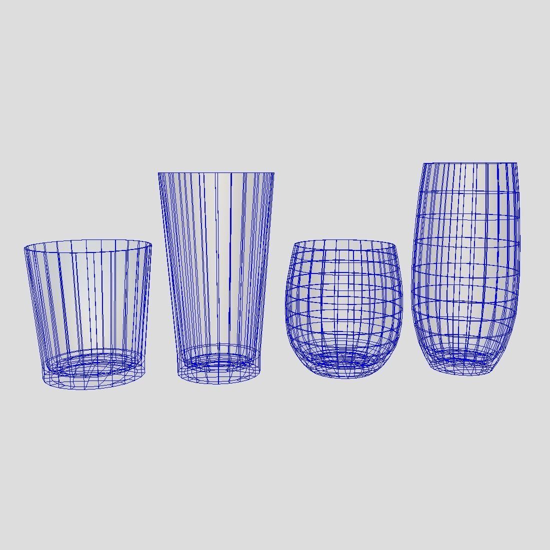 Glass Set 2 of glasses Low-poly 3D model_11