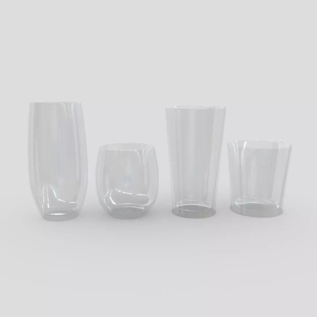 Glass Set 2 of glasses Low-poly 3D model_0