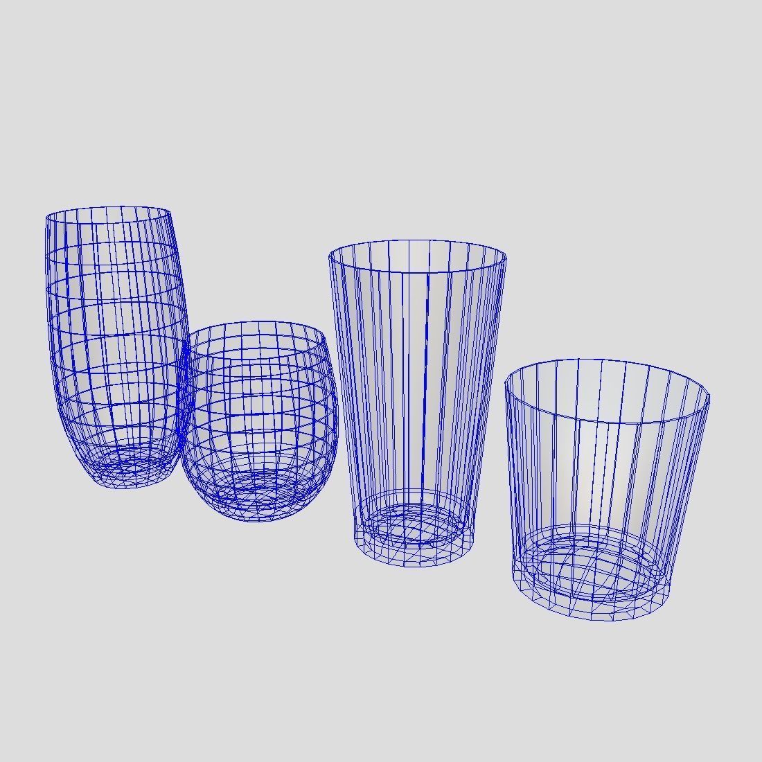Glass Set 2 of glasses Low-poly 3D model_3
