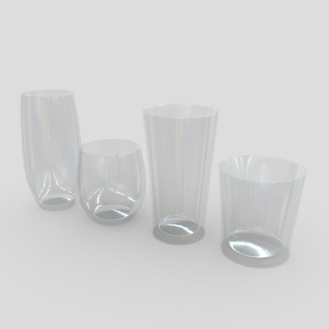 Glass Set 2 of glasses Low-poly 3D model_2