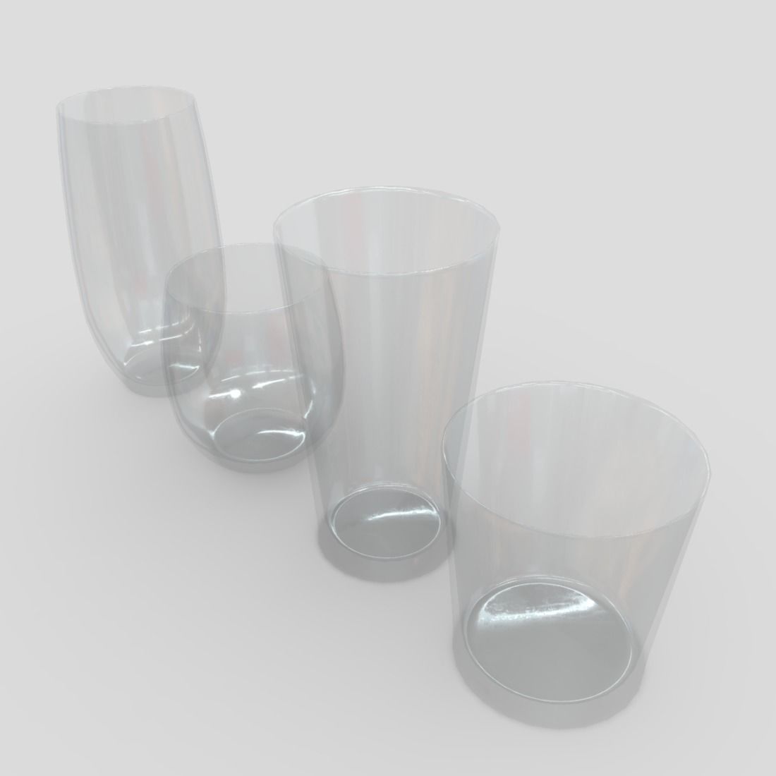 Glass Set 2 of glasses Low-poly 3D model_4