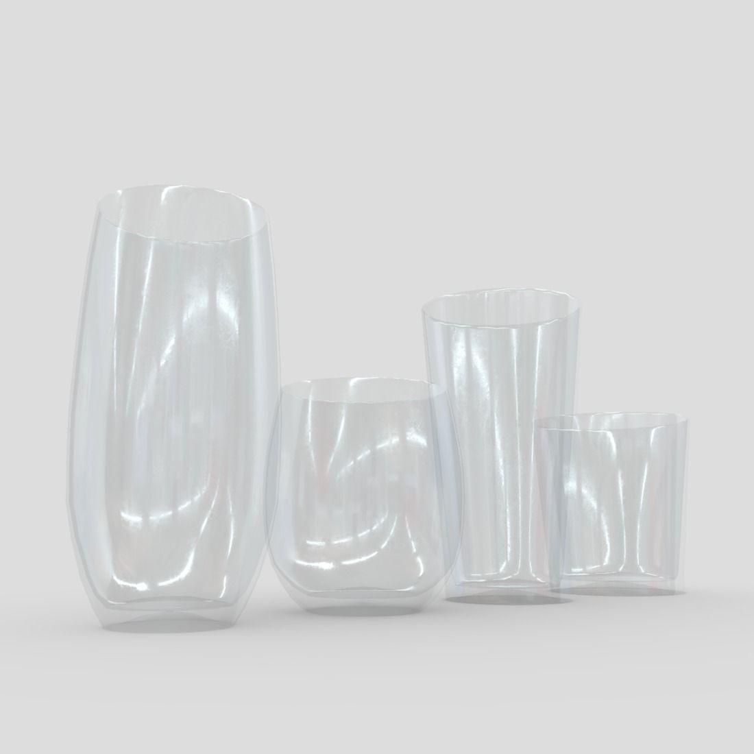 Glass Set 2 of glasses Low-poly 3D model_16