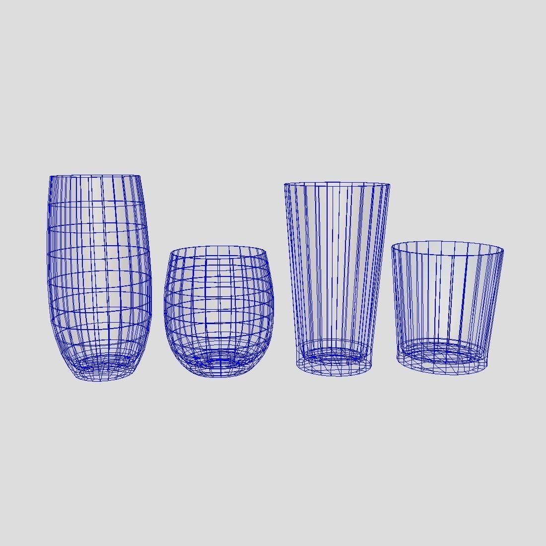 Glass Set 2 of glasses Low-poly 3D model_1