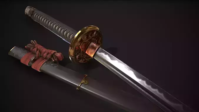 Weapon Katana Sword Blade Low-poly 3D model