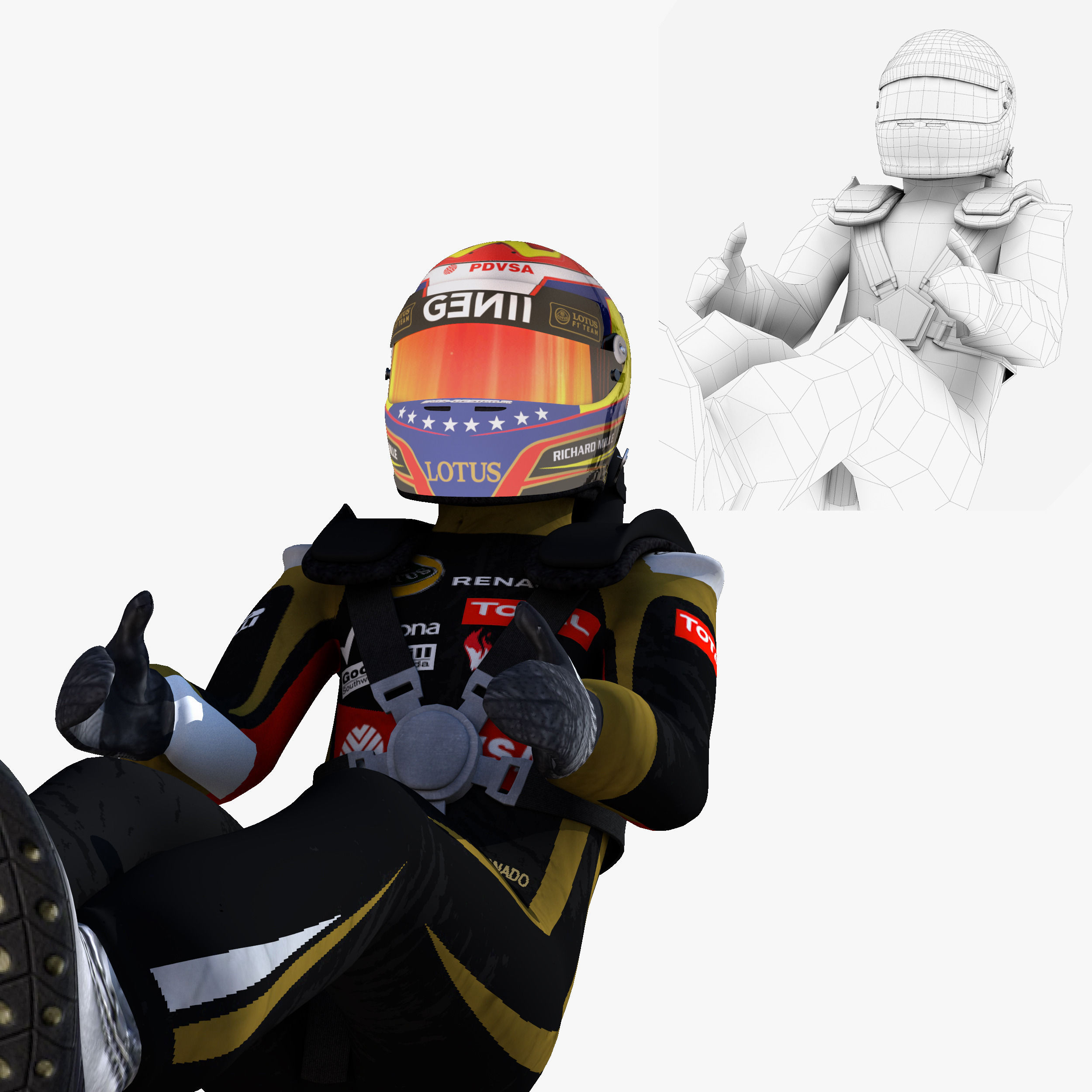 Pastor Maldonado 2015 Low-poly 3D model_1