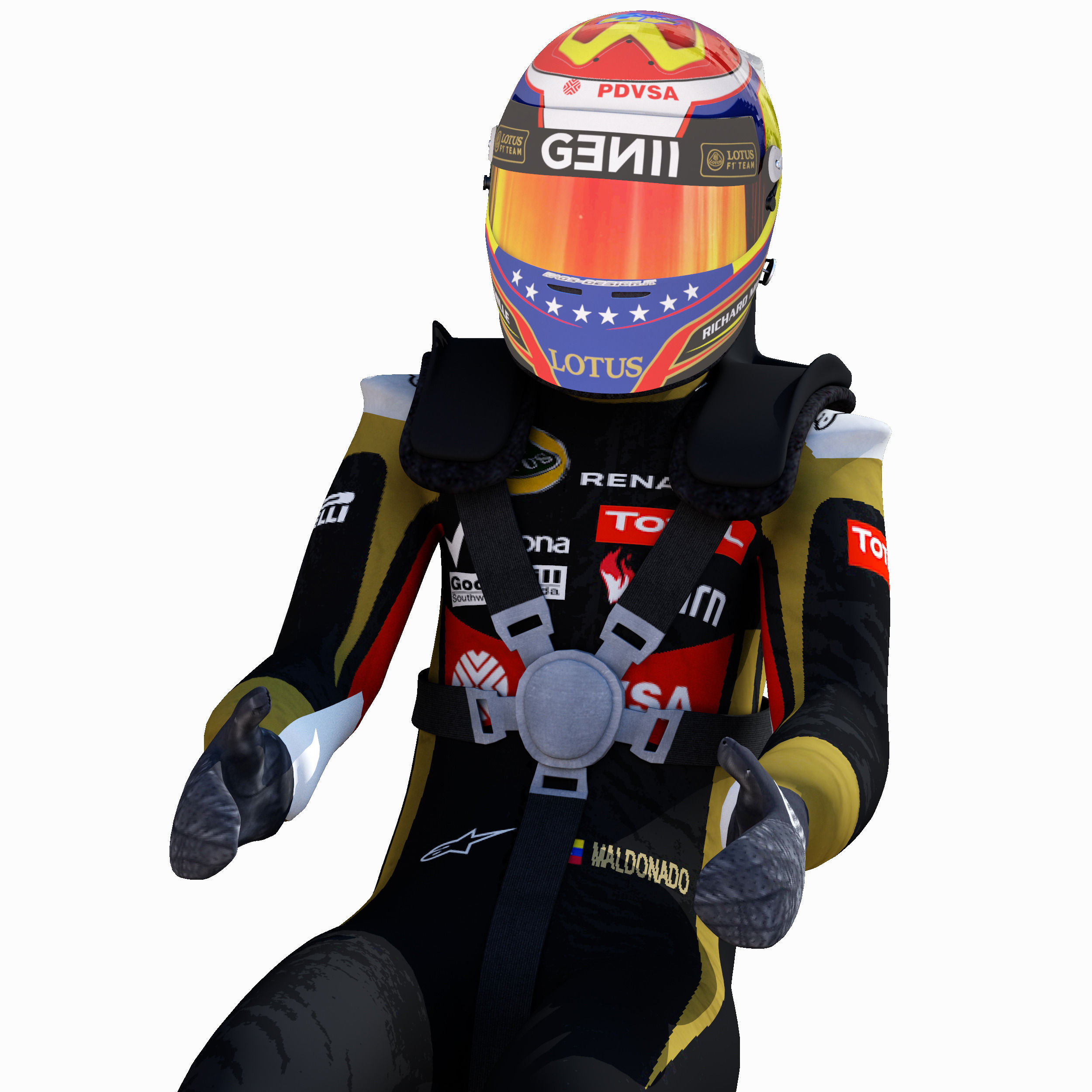 Pastor Maldonado 2015 Low-poly 3D model_2