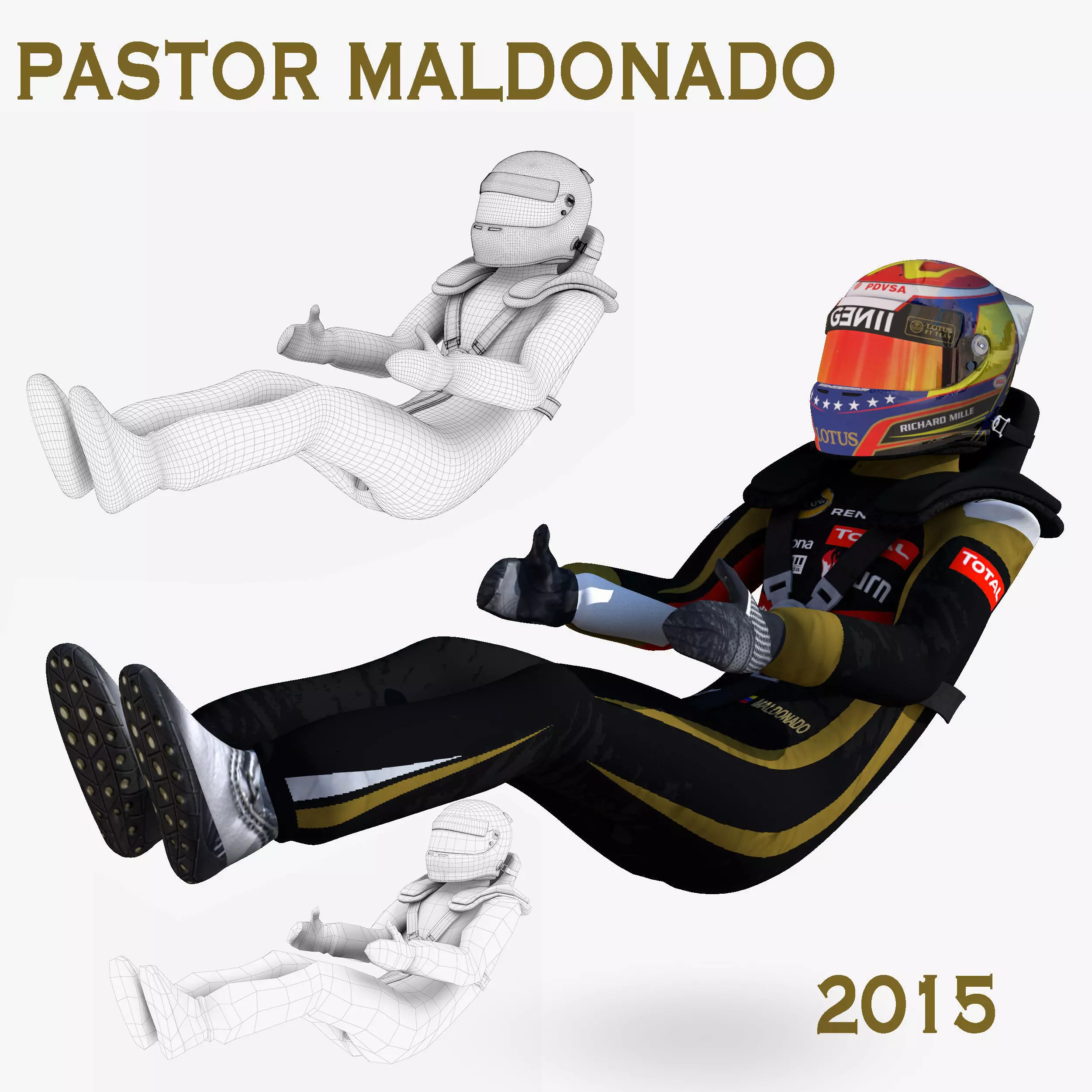 Pastor Maldonado 2015 Low-poly 3D model_0