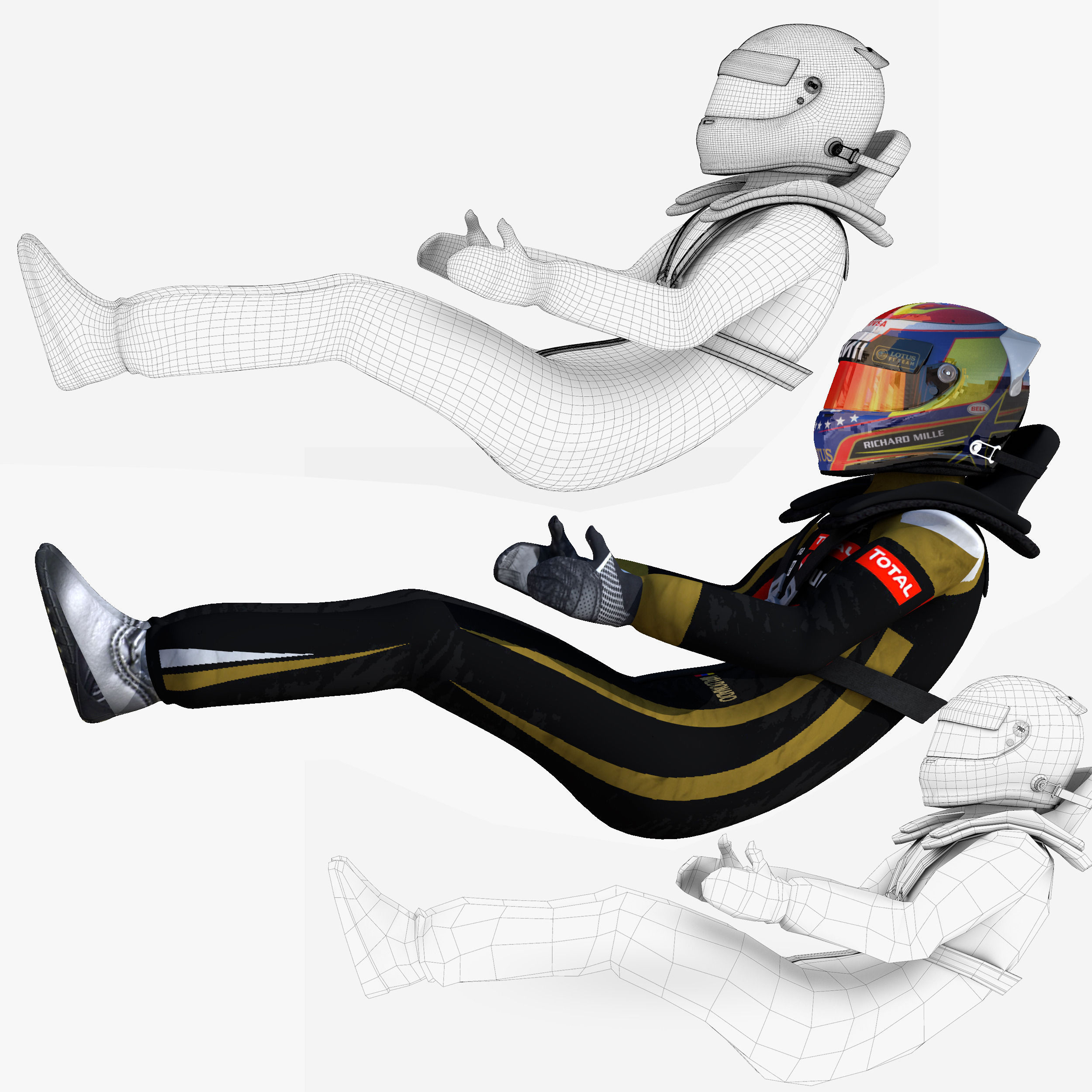 Pastor Maldonado 2015 Low-poly 3D model_3