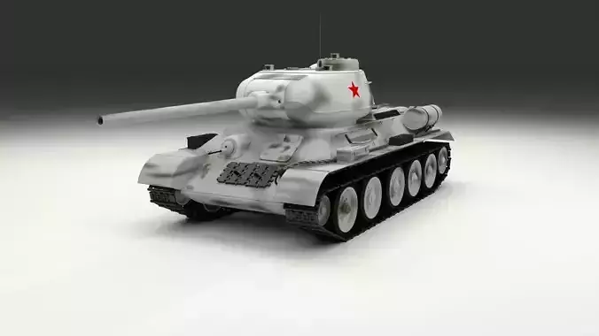 T-34 85 Tank Winter Camo 3D model