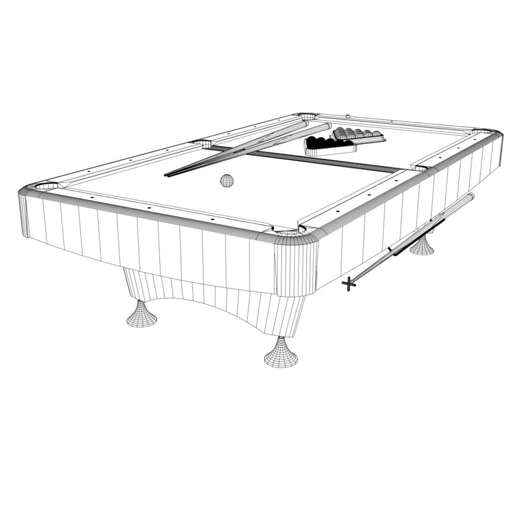 american pool table Low-poly 3D model_6