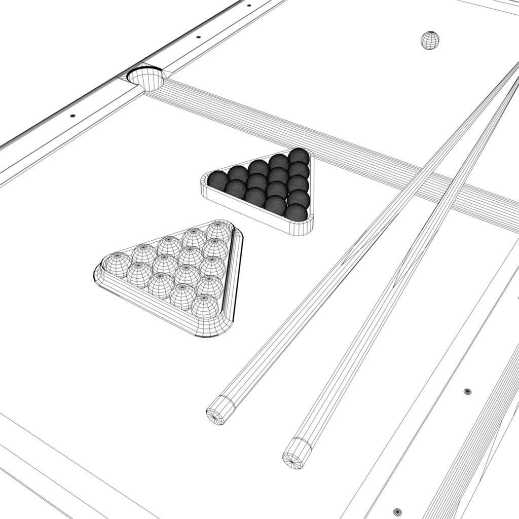 american pool table Low-poly 3D model_8