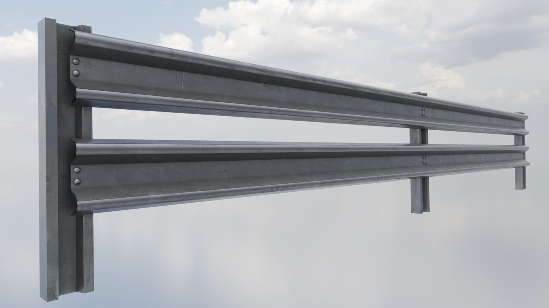 Modular Armco Barrier Low-poly 3D model_1