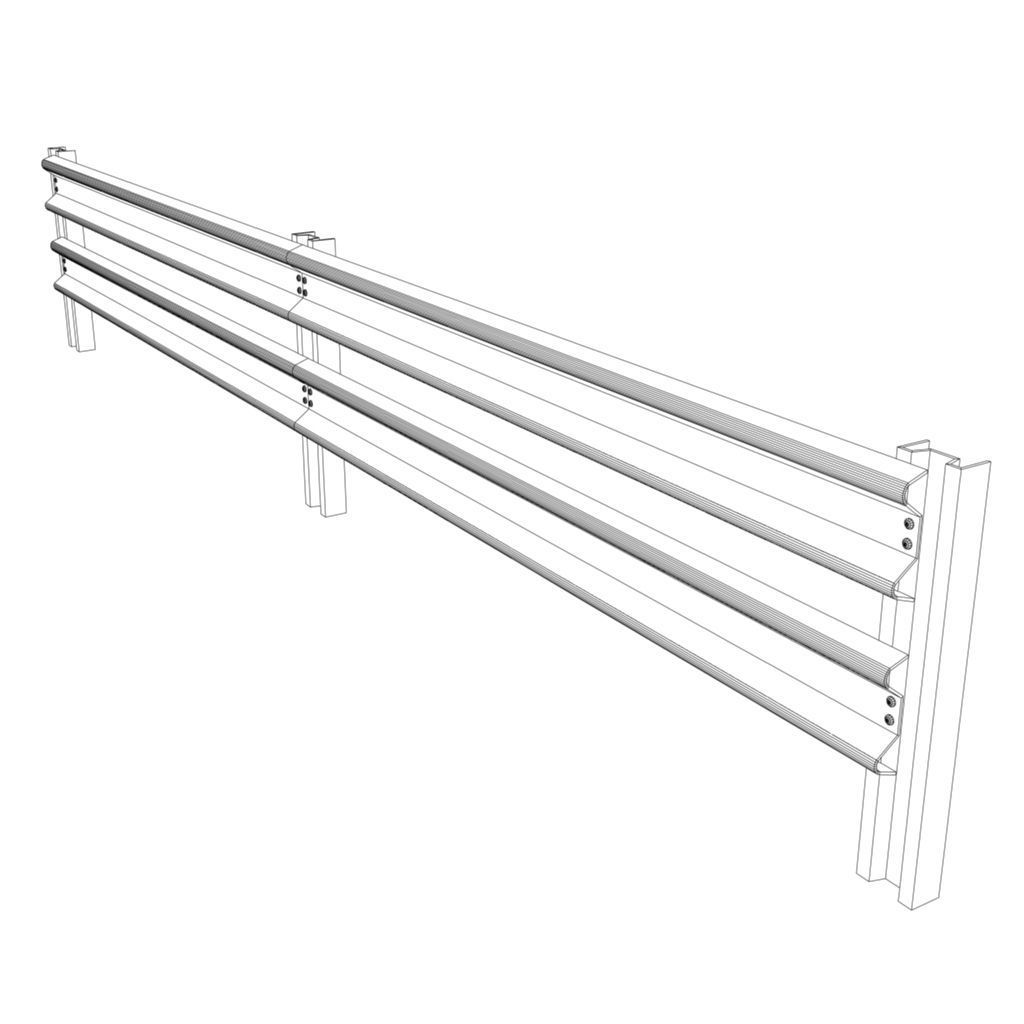 Modular Armco Barrier Low-poly 3D model_8