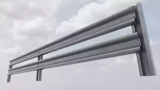 Modular Armco Barrier Low-poly 3D model