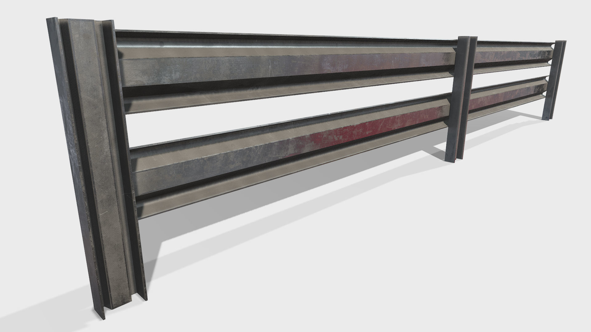 Modular Armco Barrier Low-poly 3D model_5