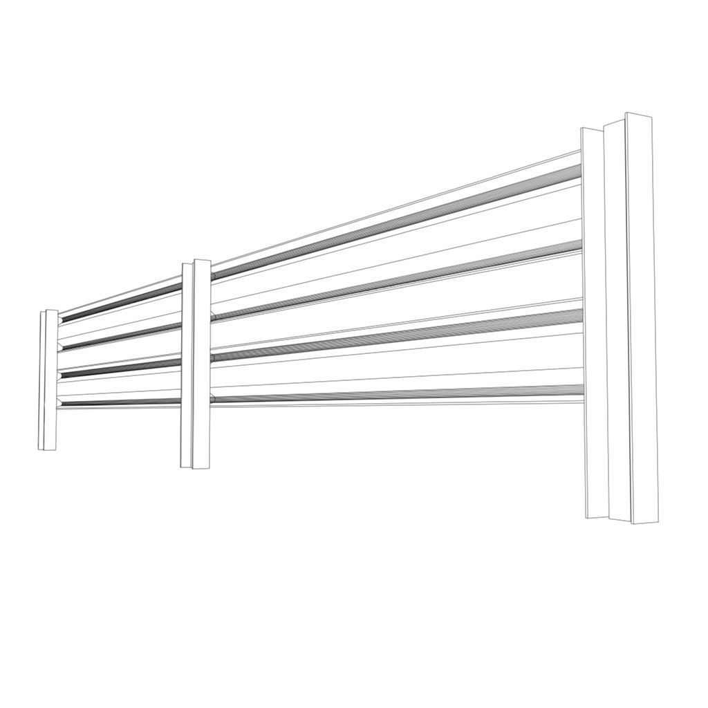 Modular Armco Barrier Low-poly 3D model_7