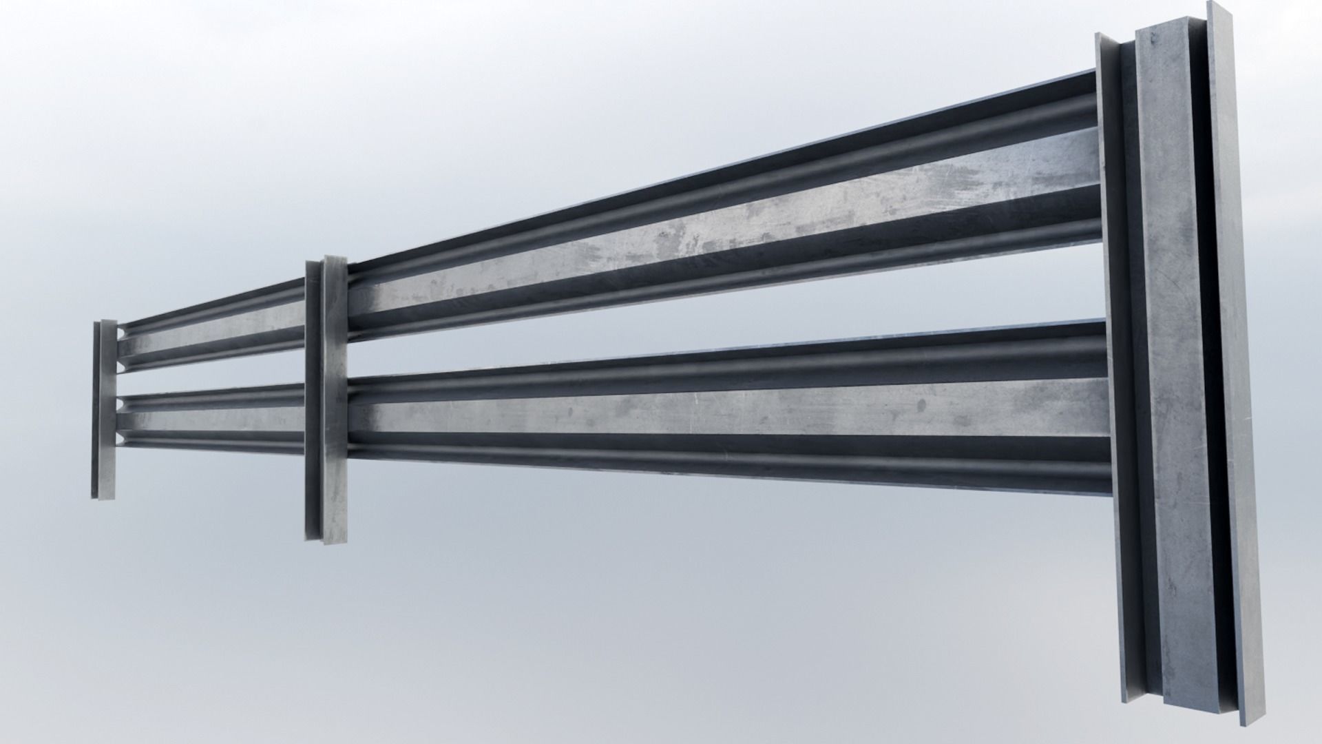 Modular Armco Barrier Low-poly 3D model_2