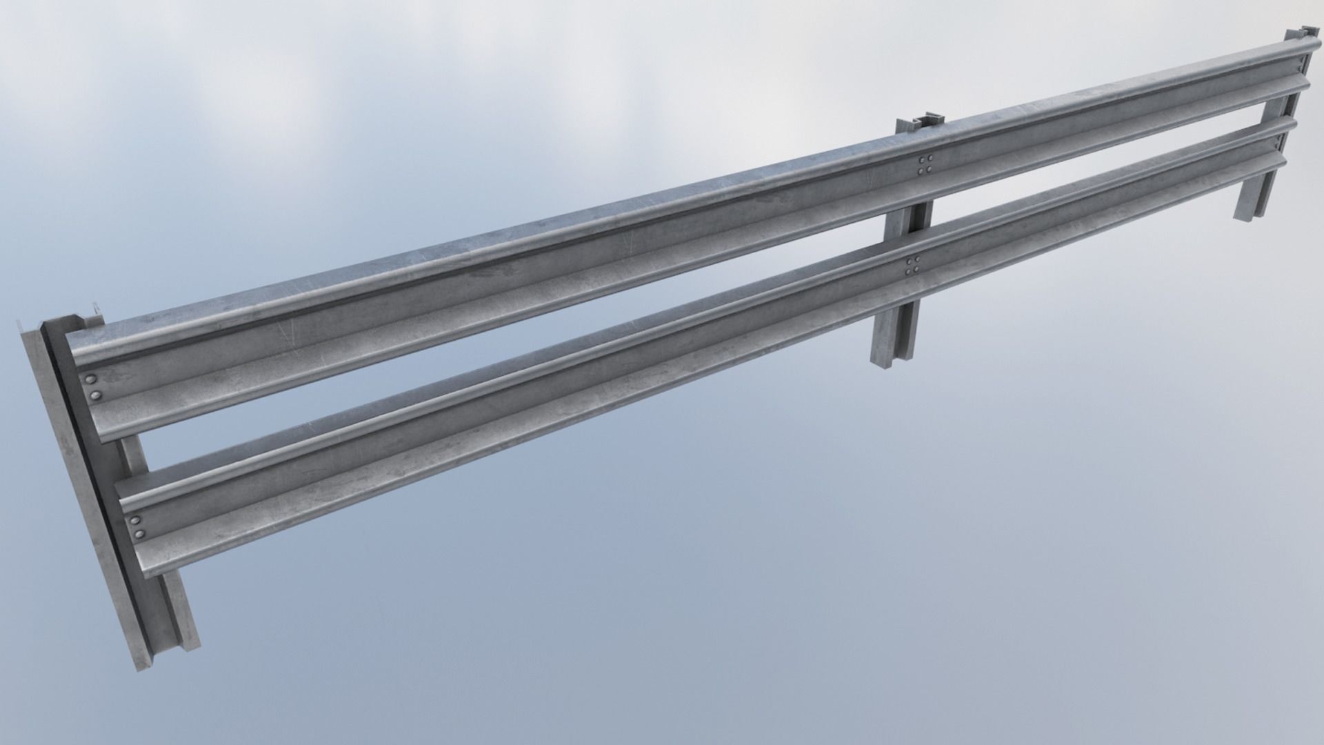 Modular Armco Barrier Low-poly 3D model_3