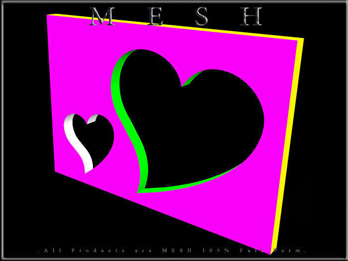 Double heart frame Low-poly 3D model_2