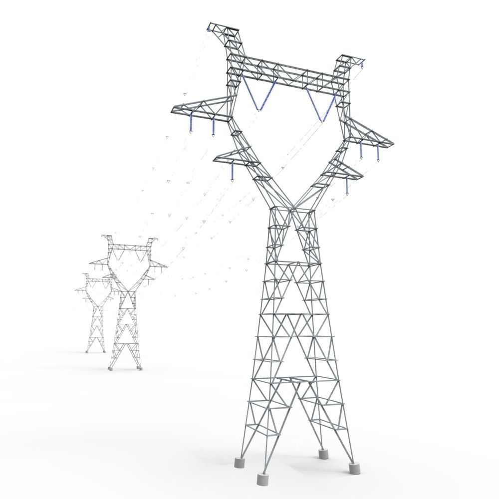 modular powerlines Low-poly 3D model_9