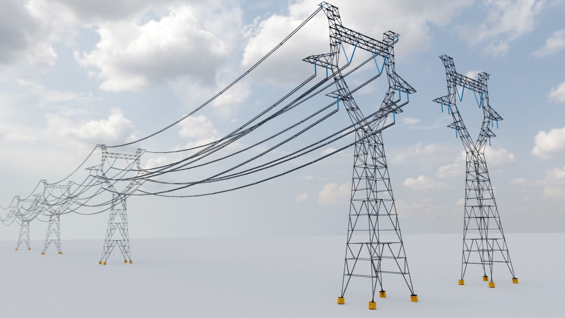modular powerlines Low-poly 3D model_1