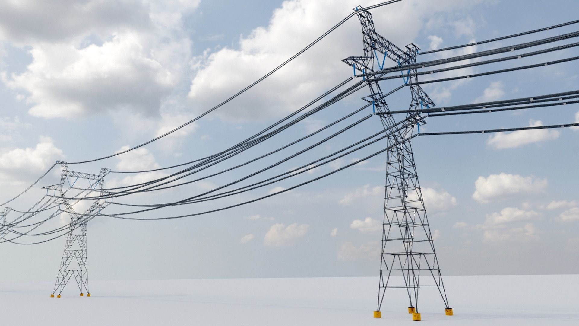 modular powerlines Low-poly 3D model_2