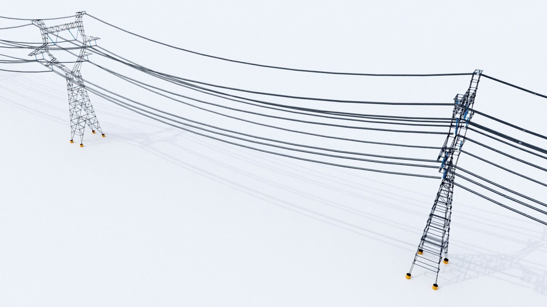 modular powerlines Low-poly 3D model_3