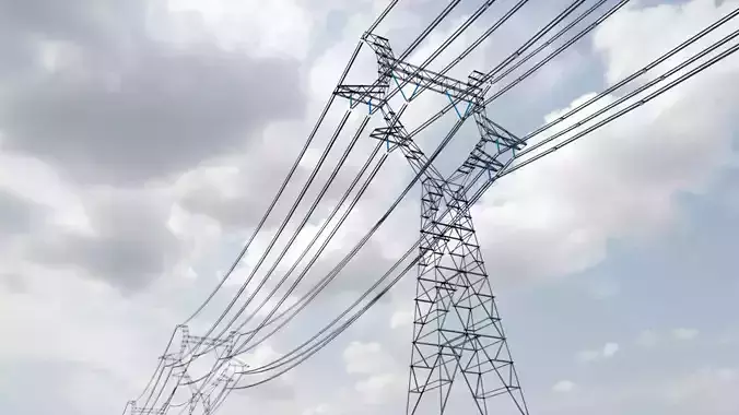 modular powerlines Low-poly 3D model