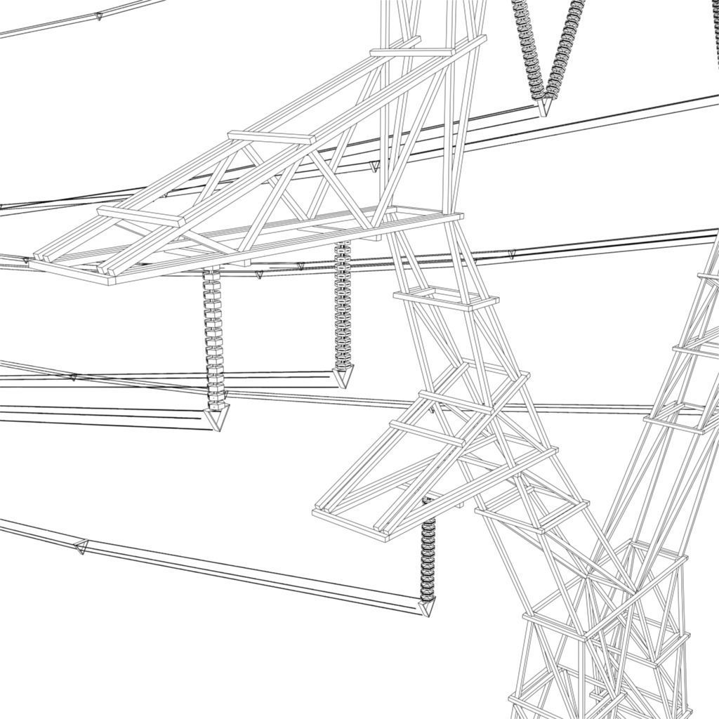 modular powerlines Low-poly 3D model_11