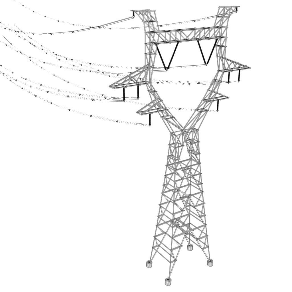 modular powerlines Low-poly 3D model_10