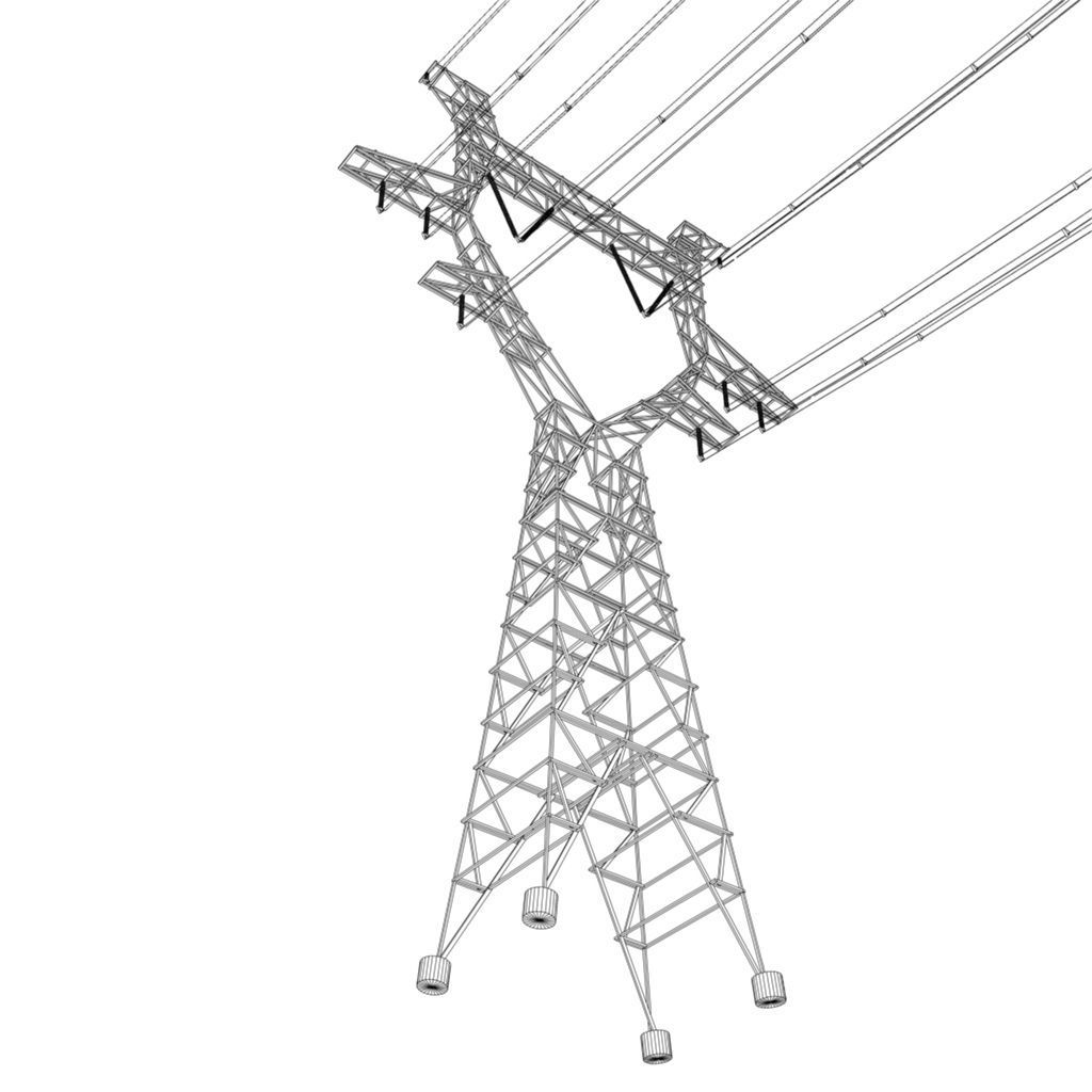 modular powerlines Low-poly 3D model_8