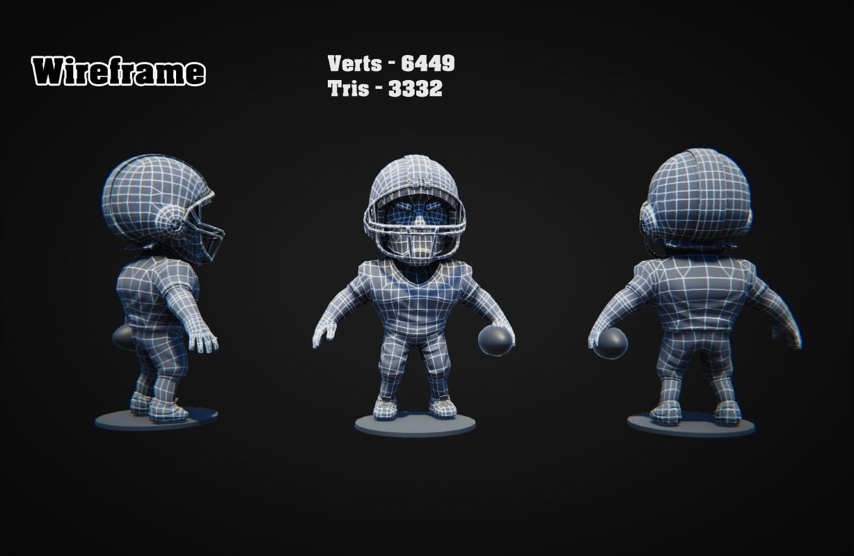 Low Poly American Footballer PBR Low-poly 3D model_7