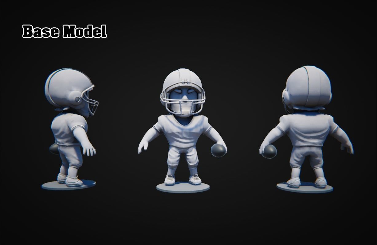Low Poly American Footballer PBR Low-poly 3D model_8