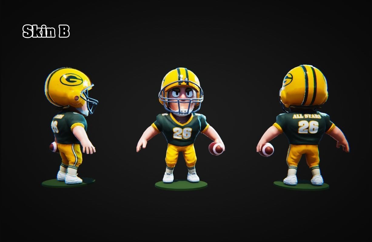 Low Poly American Footballer PBR Low-poly 3D model_3