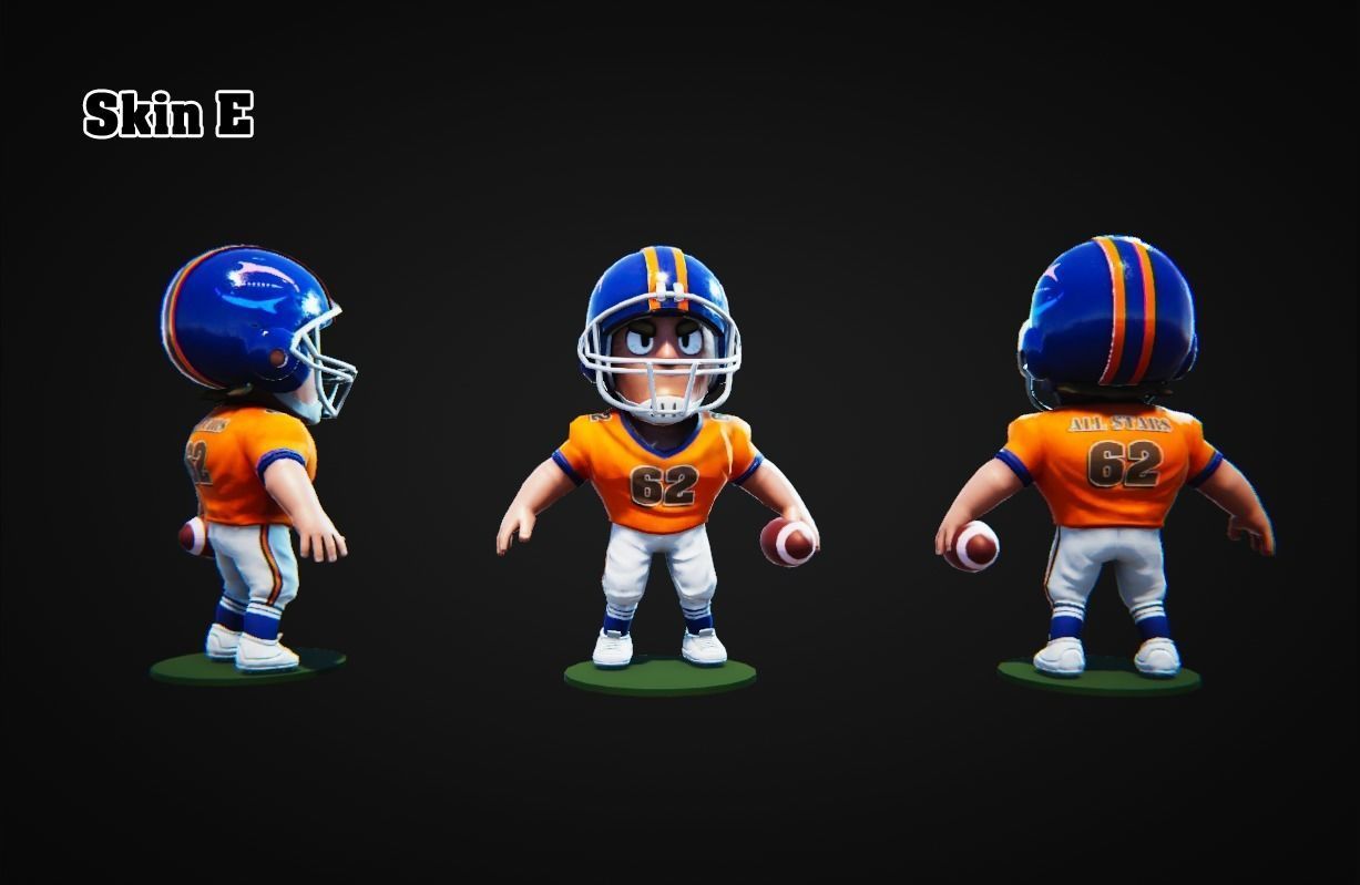 Low Poly American Footballer PBR Low-poly 3D model_6