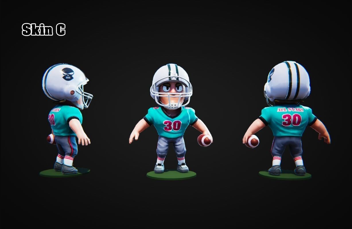 Low Poly American Footballer PBR Low-poly 3D model_4
