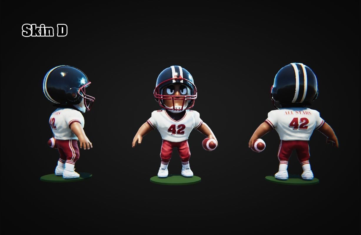 Low Poly American Footballer PBR Low-poly 3D model_5