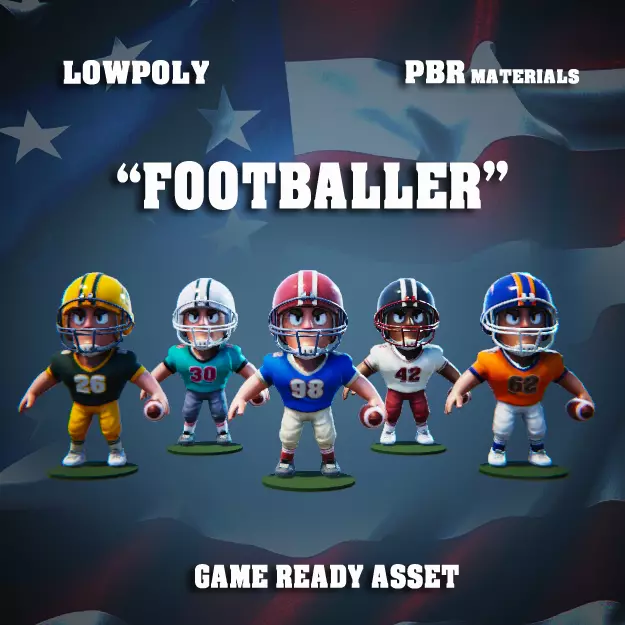 Low Poly American Footballer PBR Low-poly 3D model_0