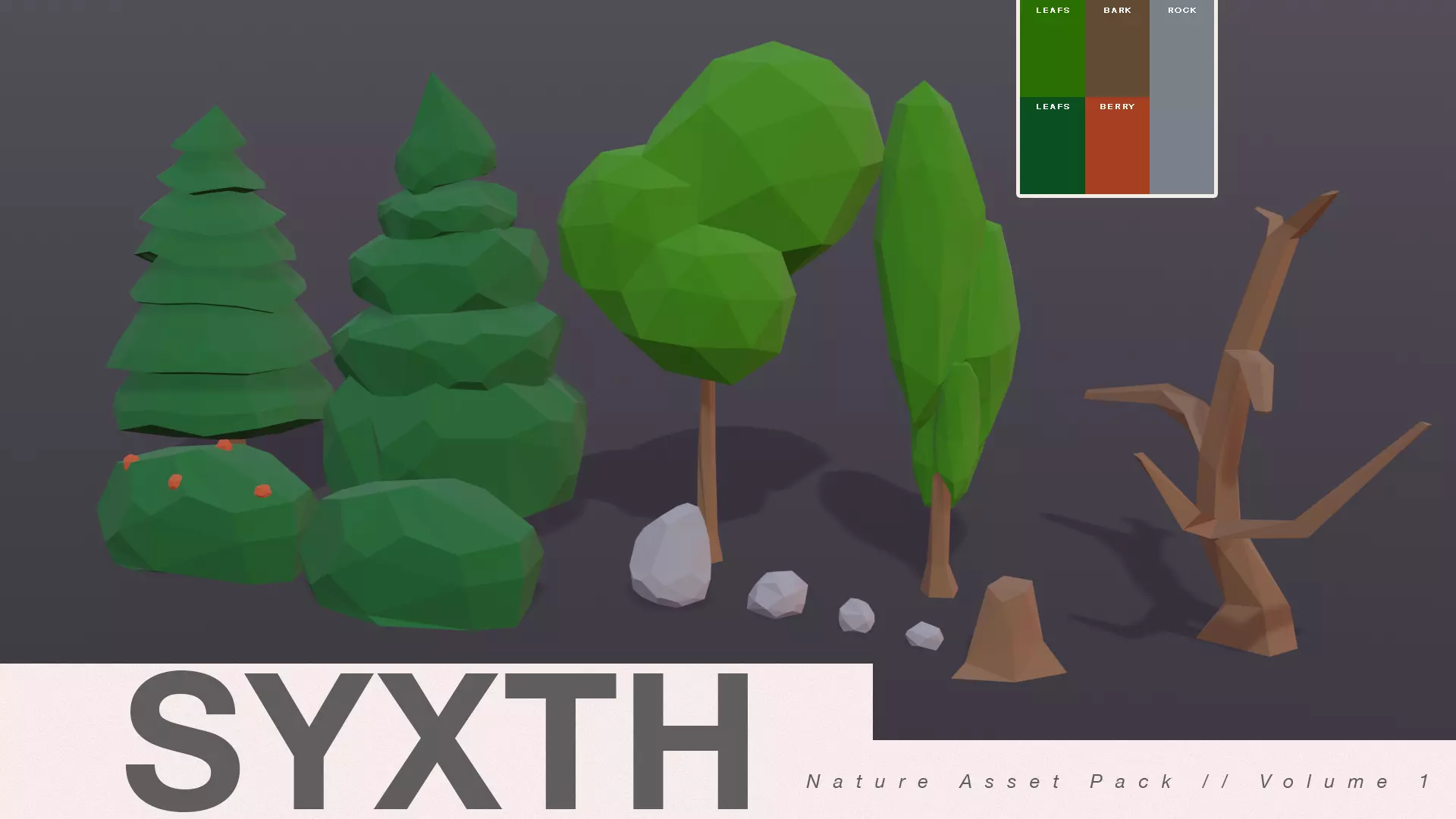 SYXTH - Low Poly Nature Asset Pack - Volume 1 - Free low-poly 3D model