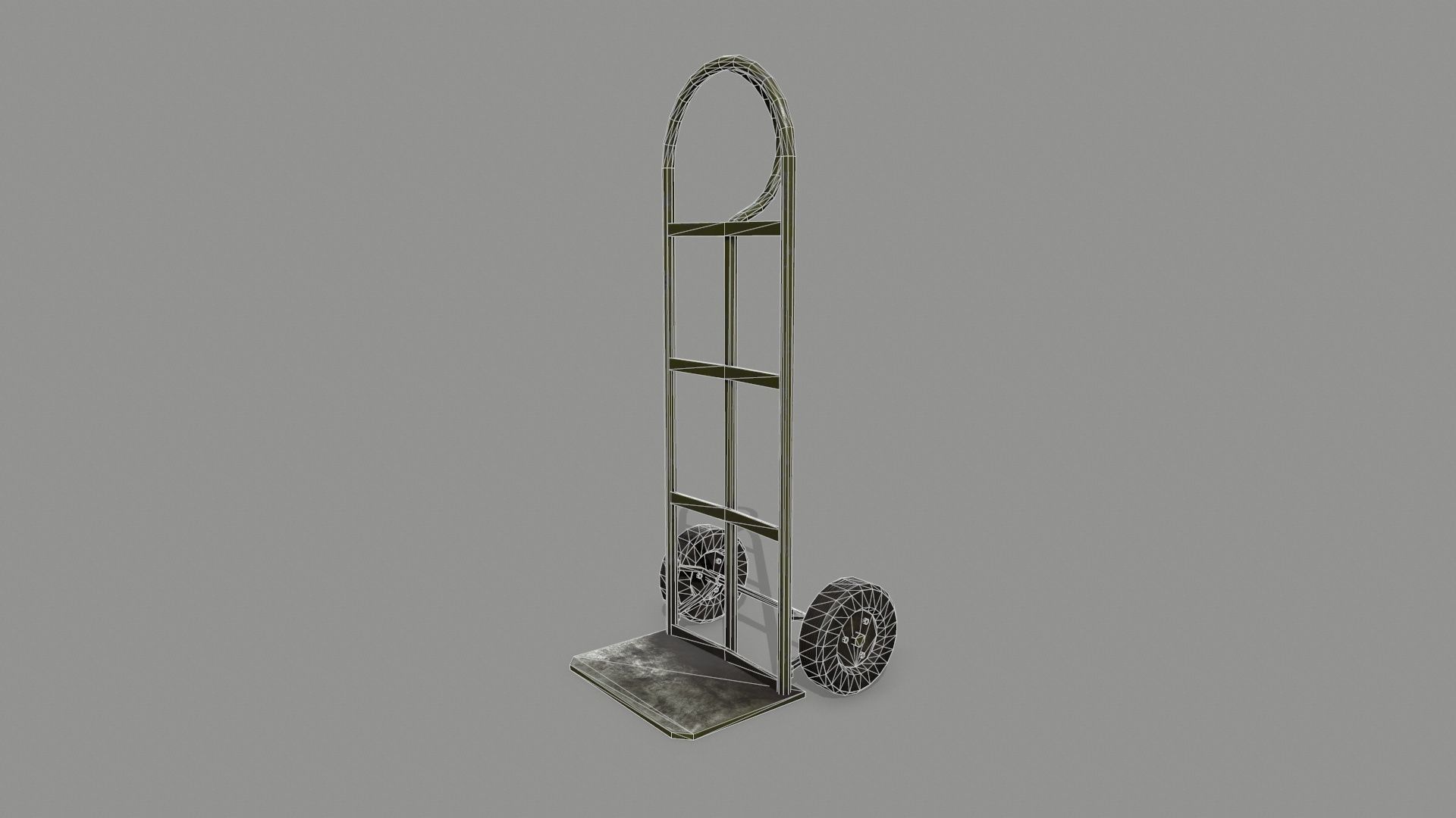 Trolley hand truck on wheels Low-poly 3D model_9