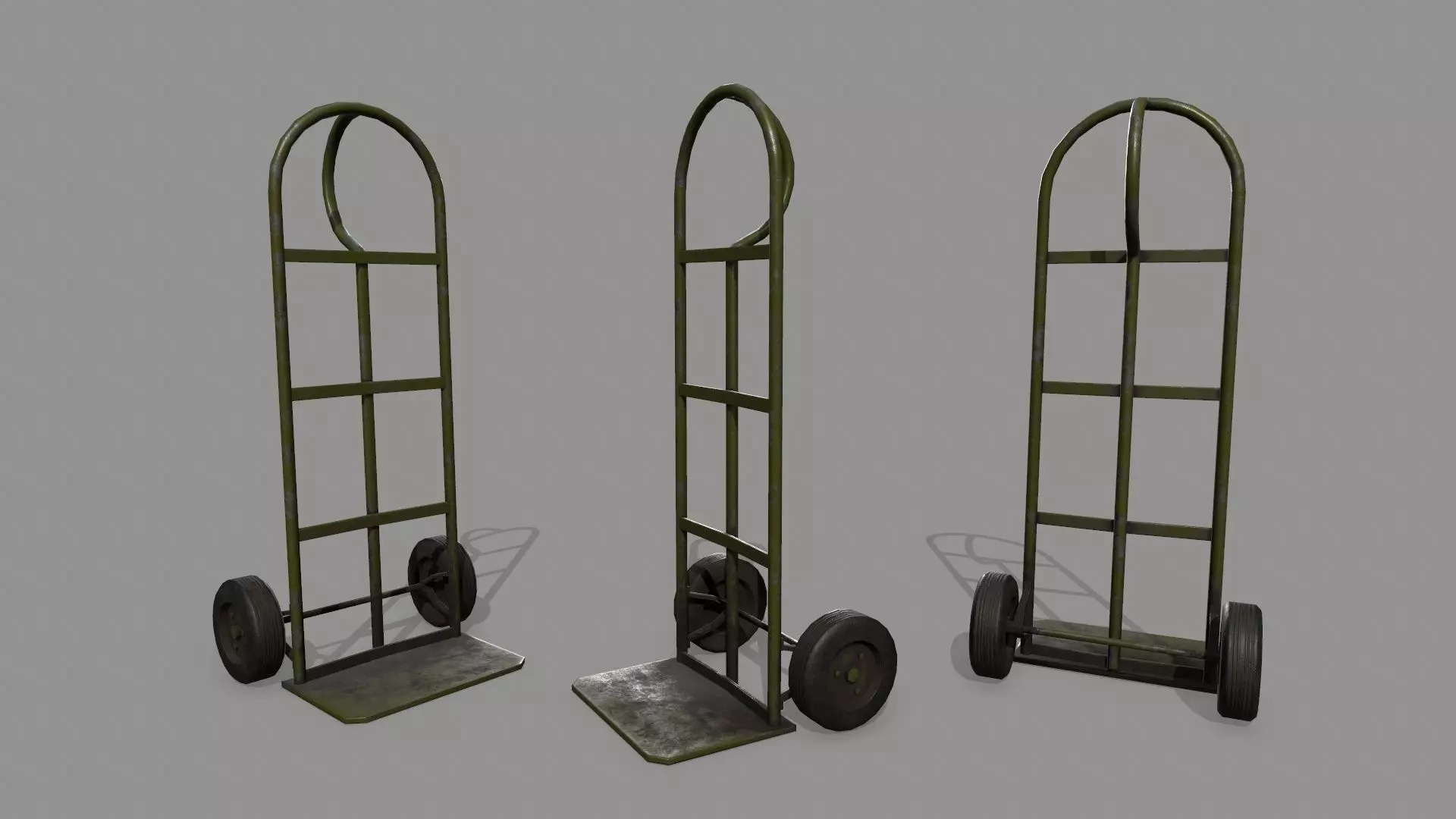 Trolley hand truck on wheels Low-poly 3D model_0