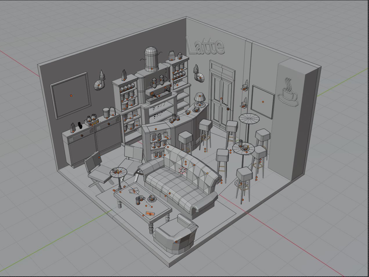 Friends Central Perk Low-poly 3D model_1