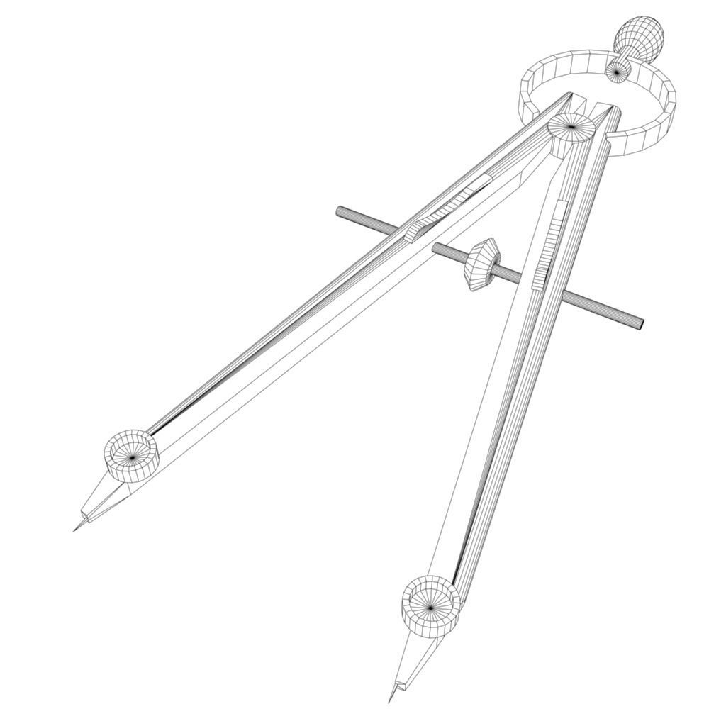  Drafting Compass Low-poly 3D model_10