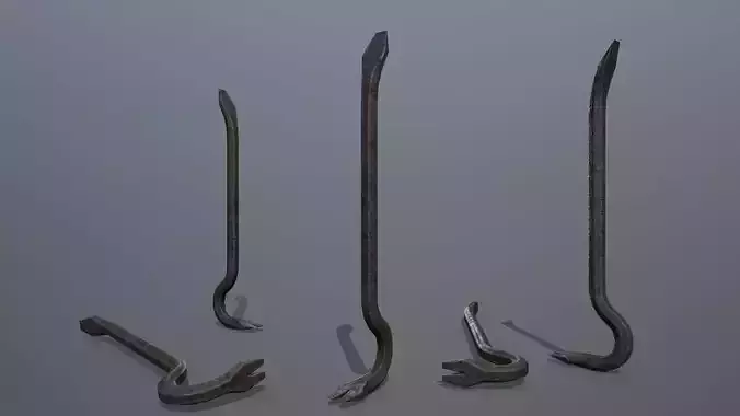 Crowbar metal stick Low-poly 3D model