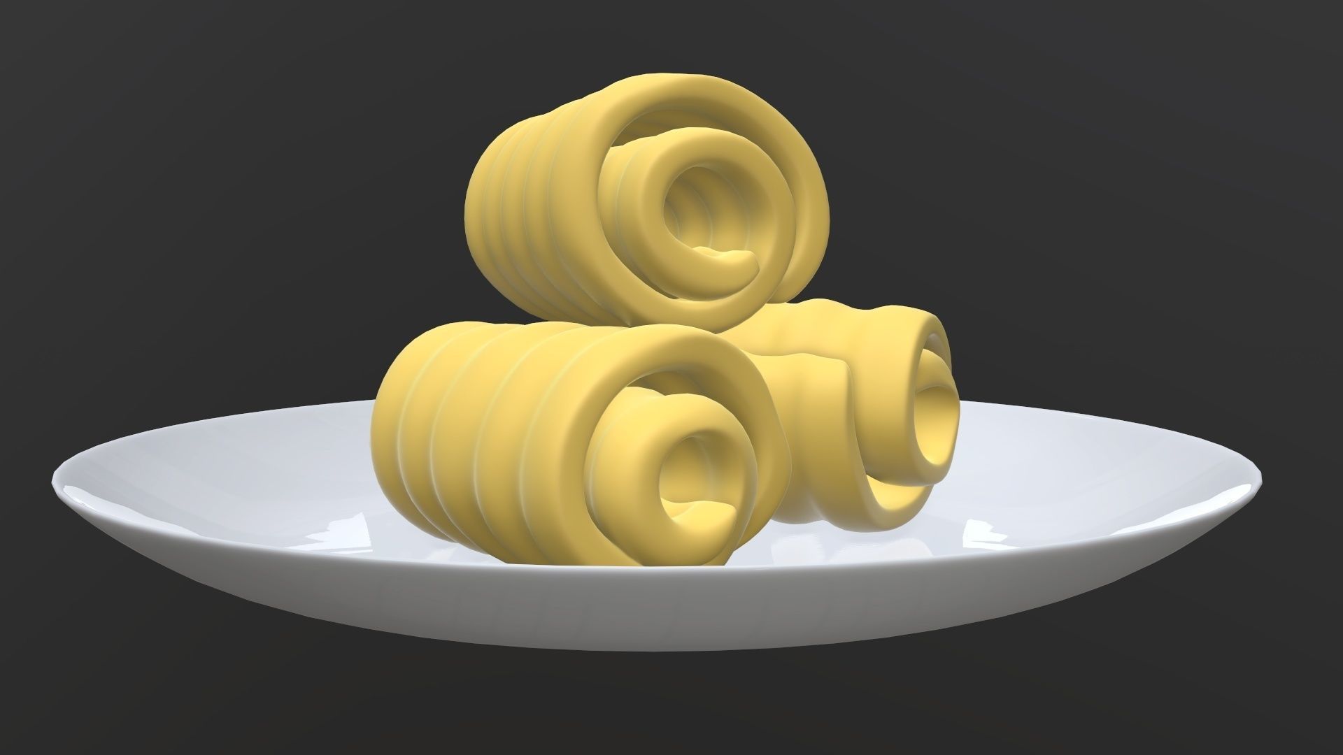 Butter on plate 3D model_2