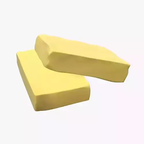 Butter slices on ground 3D model