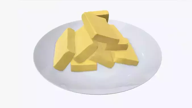 Butter slices on plate 3D model