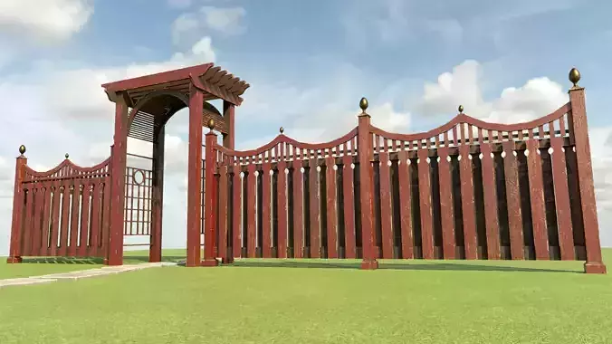 Modular Garden Fencing Low-poly 3D model