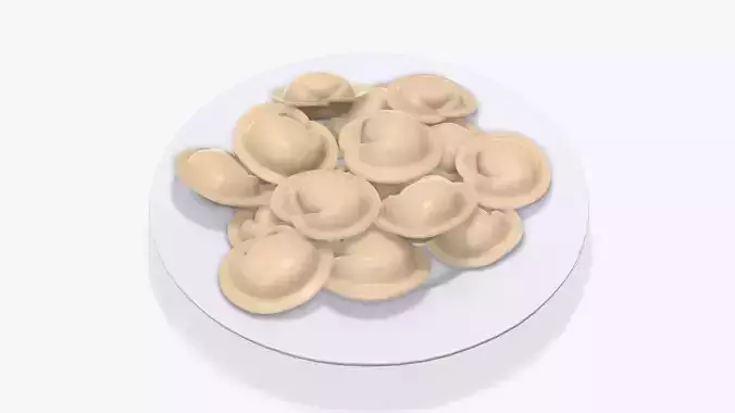 Dumplings food on white plate 3D model